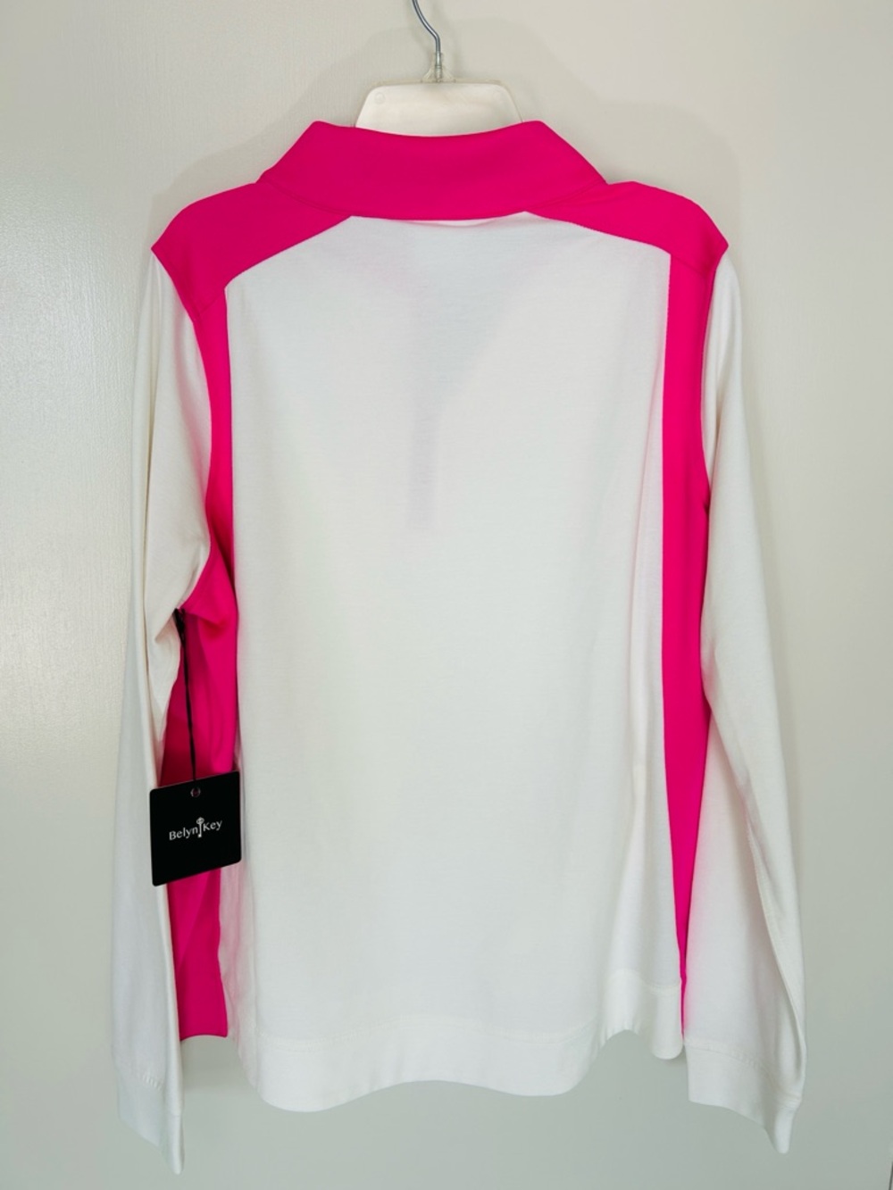 Belyn Key White & Hot Pink 1/4 Quarter-Zip Performance Pullover, NWT, size XL - Picture 9 of 11